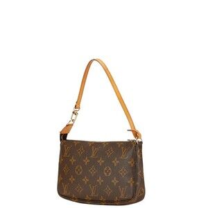 Louis Vuitton Brown Monogram Pochette Leather Bag Accessoires Shoulder